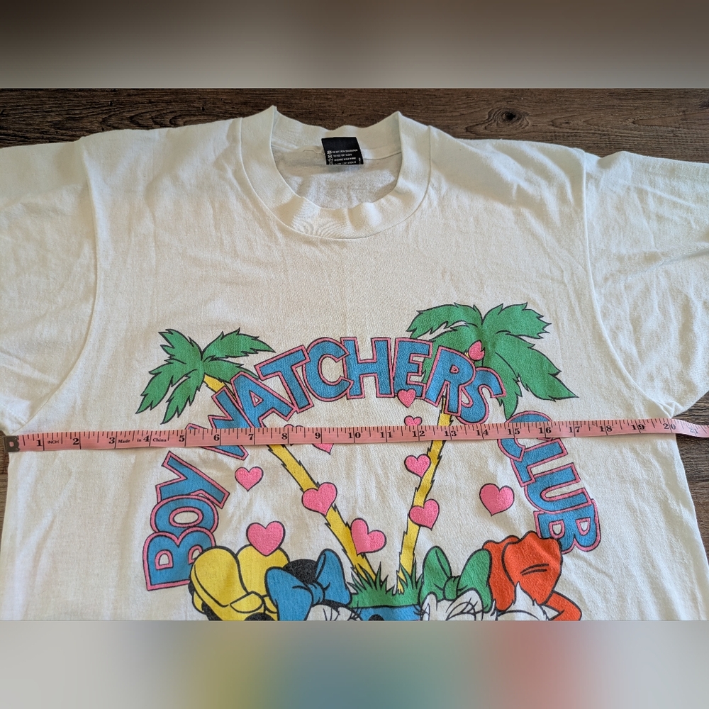 Vintage Rare Disney Screen Stars Boy Watchers Club T-Shirt Day Glow Puff Sz Lg - Picture 11 of 13